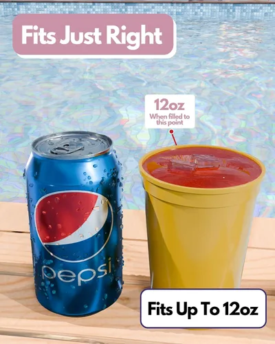 Miniatura 2 de PartyPrints Paquete de 100 vasos de plástico en blanco reutilizables de 10 a 12 onzas, vasos de estadio a granel, sin BPA, aptos para lavavajillas