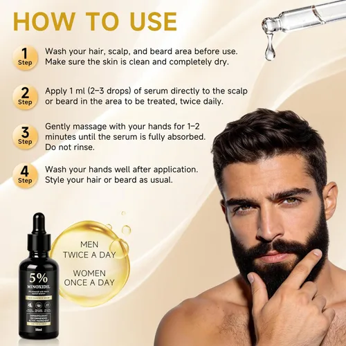 Miniatura 5 de Suero de biotina para el crecimiento del cabello de minoxidil al 5% para hombres y mujeres, solución tópica capilar de minoxidil para el crecimiento