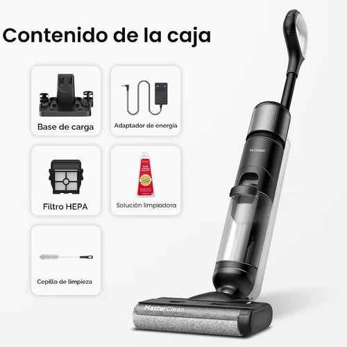 Miniatura 9 de Ultenic Aspiradora y trapeador inalámbrico en seco y húmedo, Combo de aspiradora y trapeador con auto-limpieza, 50 minutos de duración, detección