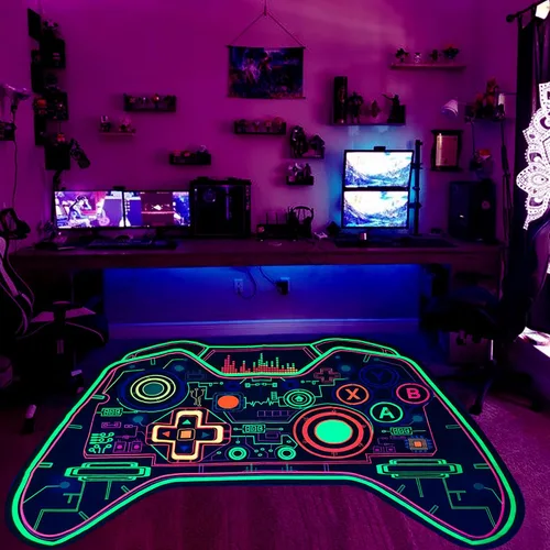 Miniatura 3 de Alfombra de juegos para adolescentes y niños, alfombra de jugadores que brilla en la luz negra, alfombra antideslizante para habitación de niños