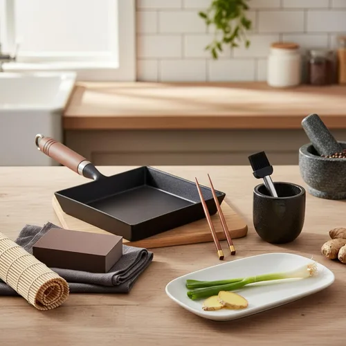 Miniatura 3 de Sartén japonesa Tamagoyaki de hierro fundido, pre-sazonada, tratada con nitrógeno líquido, no se oxida, lista para usar, mango de madera