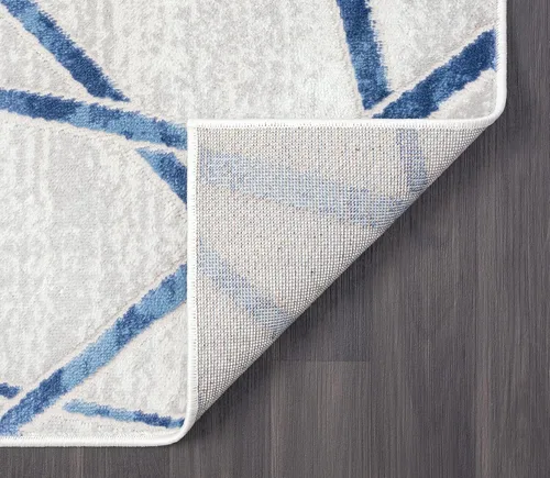 Miniatura 7 de Abani Atlas - Alfombra de área azul y gris, de 4 x 6 pies, diseño cruzado, duradera, no desprende pelusa, fácil de limpiar