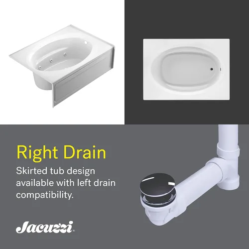 Miniatura 4 de JACUZZI SIGNATURE - Bañera de acrílico con faldón, antideslizante, colocación de drenaje derecha, 60 pulgadas de largo x 42 pulgadas de ancho, Blanco