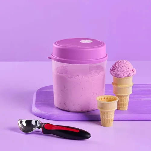 Miniatura 4 de Tupperware Cuchara de helado negra con mango rojo