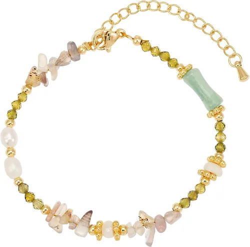 Miniatura 14 de SIXFOX Dainty Link Charm Bracelet For Women Trendy Pearl Beaded Bracelet With Natural Adjustable Statement Bracelet Jewelry Gifts for Bridesmaid