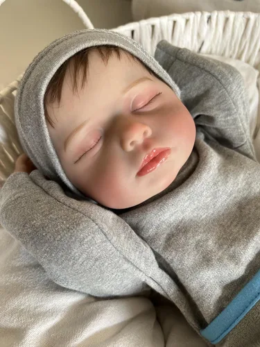 Miniatura 5 de cosheng Muñecas de bebé Reborn de vinilo de cuerpo completo de 20 pulgadas, muñeca realista de bebé recién nacido, juguete de silicona para dormir