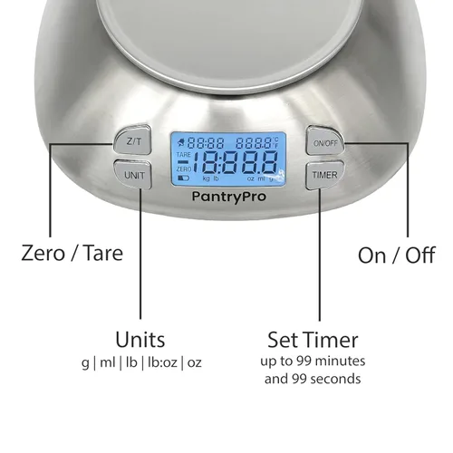 Miniatura 3 de The Display Guys - Báscula digital de cocina de acero inoxidable con cuenco para laboratorio de café y alimentos, pantalla LCD, gramos, libras