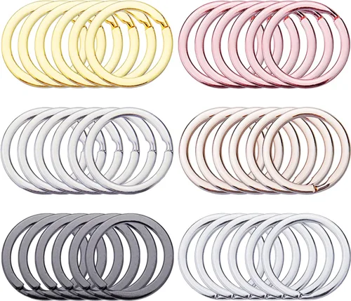 Sunmns Llavero plano de 1.2 pulgadas, colorido metal dividido, llavero para organizar llaves del hogar, manualidades, 36 piezas