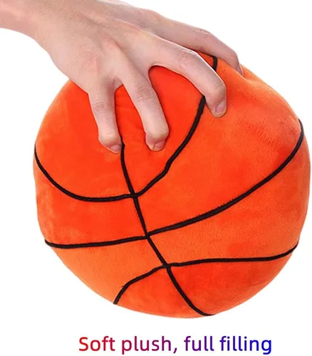 Miniatura 5 de Peluche de baloncesto, almohada de felpa de baloncesto de fútbol, juguete de peluche deportivo, almohada decorativa redonda grande de baloncesto