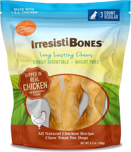 Canine Naturals IrresistiBONES - Masticable de pollo de larga duración, hecho de pollo criado en Estados Unidos, con un revestimiento de carne real,