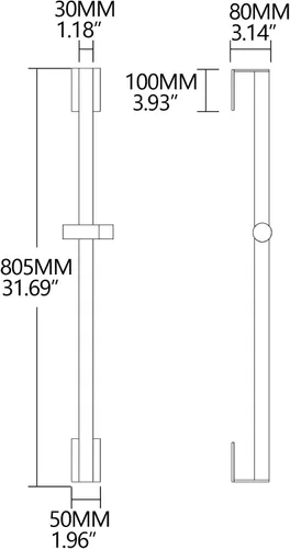 Miniatura 7 de Barra deslizante de ducha negra de acero inoxidable 31,5 pulgadas para baño sin perforaciones