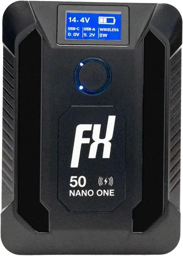 SONGING Batería FXLION Nano ONE-PRO de 50 Wh con montaje en V y bloqueo en V con cargador inalámbrico integrado tipo C, D-tap, USB A, micro USB para