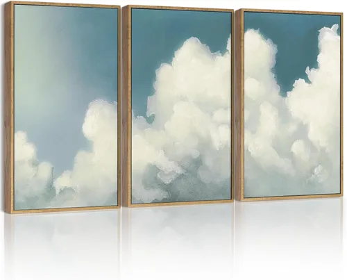 SHENIFY Arte de pared enmarcado vintage, paisaje de nube en el cielo, decoración rústica para el hogar, decoraciones retro para granja, pasillo,