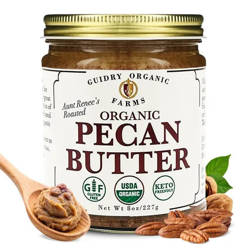 Mantequilla de pecana orgánica certificada por USDA, hecha a mano, pequeños lotes, apta para keto, sin gluten, todo natural, hecha de nueces pecanas