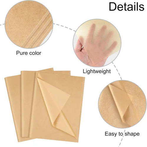 Miniatura 4 de NEBURORA Papel de Seda Kraft para Bolsas de Regalo 60 Hojas Papel de Envolver Beige a Granel 14 X 20 Pulgadas Papel de Envolver Marrón para Relleno