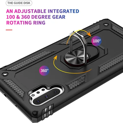 Miniatura 5 de Androgate Funda para Samsung Galaxy Note 10 Plus con protectores de pantalla HD, soporte de anillo de metal de grado militar, a prueba de caídas, a