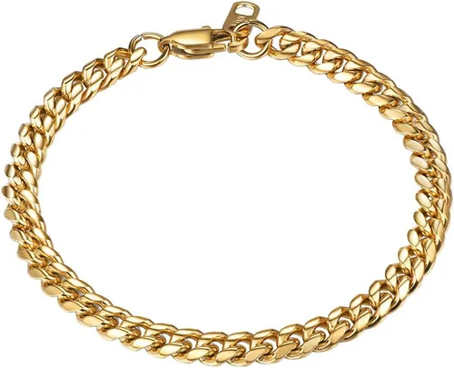 PROSTEEL Pulsera de acero inoxidable para hombres y mujeres, elegantes pulseras de eslabones cubanos, chapado en oro negro de 18 quilates, ancho