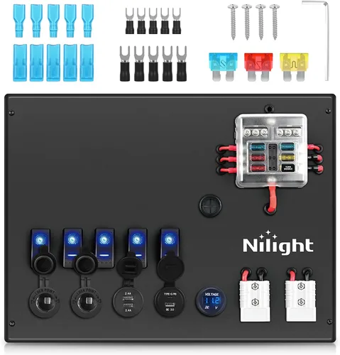 Miniatura 11 de Nilight - Bloque de fusibles de hoja de 6 vías 50055F, 6 circuitos con caja de fusibles de bus negativo con indicador LED ATO/ATC Panel de fusibles