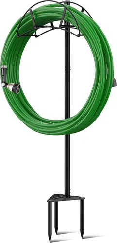 Miniatura 3 de Meykwod Soporte para manguera de jardín independiente, organizador de manguera resistente para patio exterior, resistente para sostener 150 pies