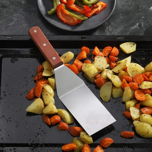 Miniatura 4 de New Star Foodservice 36275 Espátula/volteadera de parrilla con mango de madera, 31,8 cm