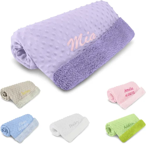 Miniatura 9 de Manta envolvente personalizada para recién nacido con nombre y fecha, esenciales de género neutro para recién nacido, manta de recepción suave y Azul