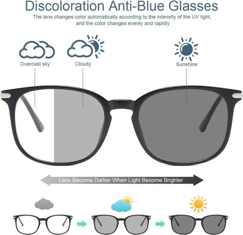 Miniatura 3 de YIMI Gafas de Bloqueo de Luz Azul Fotocromáticas para Mujeres y Hombres Marco Completo Anti Rayos UV Filtro Gafas de Computadora Gaming