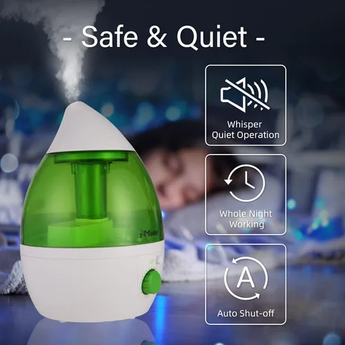Miniatura 3 de Humidificador de niebla fría para dormitorio y habitaciones pequeñas, boquilla silenciosa de rotación de 360°, ajustable, luz nocturna y apagado