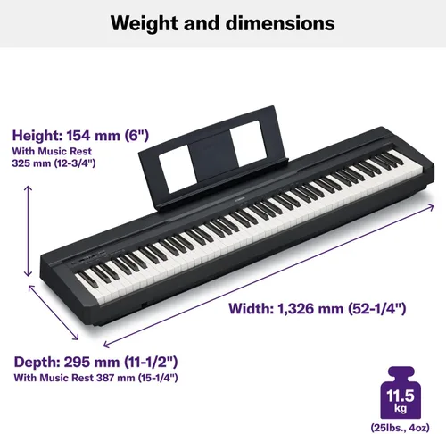 Miniatura 4 de Yamaha P71 - Piano digital con pedal de sostenido y fuente de alimentación (88 teclas)