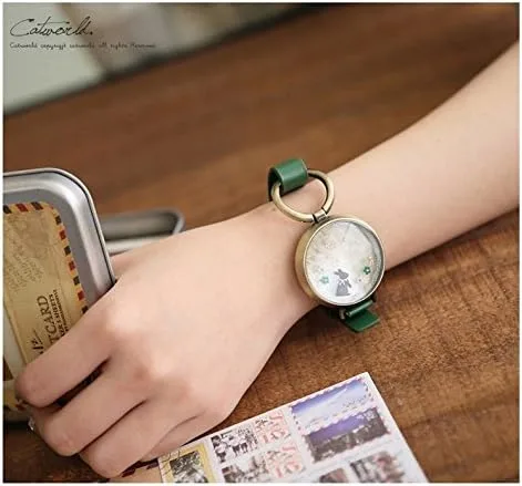 Miniatura 6 de DREAMING Q&P Lindos Bowknot Bunny Girls Teenagers' Relojes de pulsera, esfera de mariposa, correa de cuero caja dorada fq062, Moda