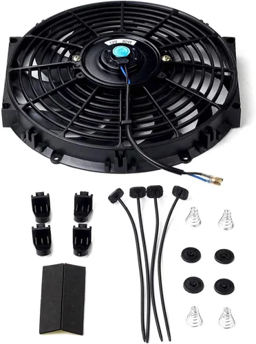 Miniatura 2 de Ventilador delgado de 12 pulgadas Push Pull Radiador eléctrico Ventilador de refrigeración Kit de montaje de 12 V Negro Universal (12 pulgadas)