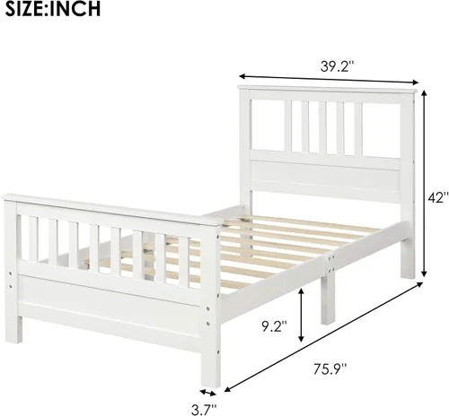 Miniatura 2 de CITYLIGHT Base de cama de plataforma individual con cabecero y estribo, marco de cama de plataforma de madera, no necesita somier, marco de cama