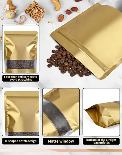 Miniatura 3 de Paquete de 100 bolsas a prueba de olores, bolsas resellables de 6.3 x 9.4 pulgadas con ventana mate, bolsa de papel de aluminio, bolsas sellables