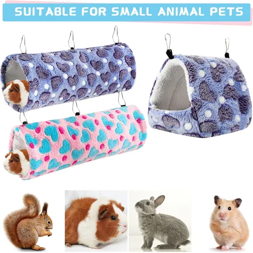 Miniatura 4 de Abbylike Hamaca para Ratas de 9 Piezas de 3 Niveles para Conejillo de Indias y Hurón, Túnel Colgante para Mascotas Pequeñas, Juguete Planeador, Cama