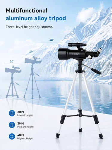 Miniatura 4 de Telescopio 70mm Apertura 500mm - para niños y adultos, telescopios refractores astronómicos de montaje AZ con óptica de revestimiento múltiple