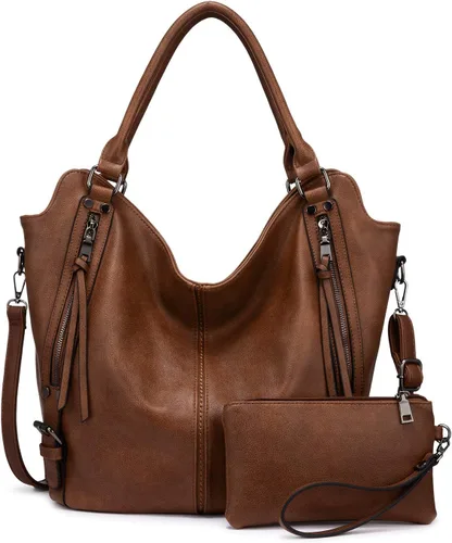 Bolso de mano para mujer Realer de piel sintética, bolsos de hombro a la moda tipo hobo, bolso grande y carteras con correa ajustable para el hombro