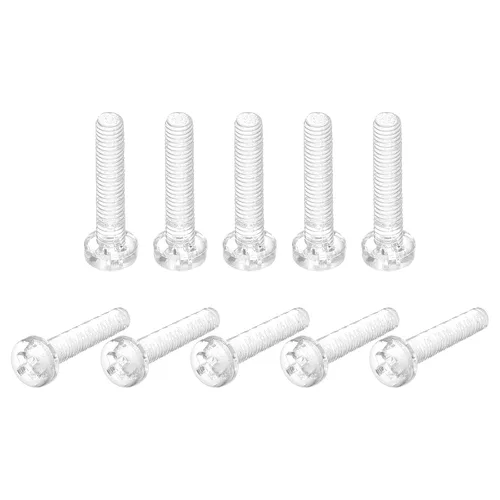 Miniatura 10 de uxcell M2x6mm plástico Phillips pernos 50pcs PC Pan cabeza máquina tornillos transparentes
