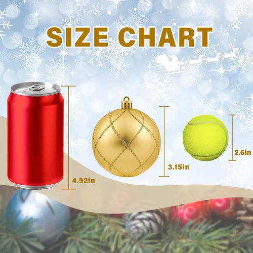 Miniatura 3 de Juego de adornos de bola de Navidad dorados de 3.15 pulgadas, 16 piezas de adornos dorados para árbol de Navidad, bolas colgantes grandes