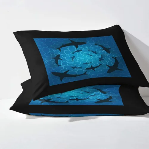 Miniatura 3 de Shark Sheets tamaño California King, sábanas para cama de mar, sábanas y fundas de almohada estampadas de 4 piezas, sábana bajera ajustable