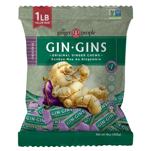 Miniatura 10 de The Ginger People Gin Gins Ginger Gummies - Gomitas dulces de jengibre, antináuseas, 1lb Bolsa