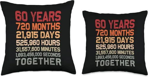 Miniatura 3 de Par 60th Anniversary Gifts Co. Retro 60 Years Together Cool 60th Couple - Cojín para el aniversario de boda, 17.7 x 17.7 in, multicolor
