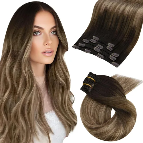 Miniatura 75 de Moresoo Extensiones de cabello humano Remy con clip, color rubio platino, extensiones de cabello humano real de doble trama, color rubio #60, 18
