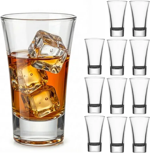 Miniatura 14 de Vasos de chupito de 2 onzas de alto, paquete de 18 vasos transparentes de 3.9 pulgadas para whisky, tequila, vodka, espresso, vasos de chupito