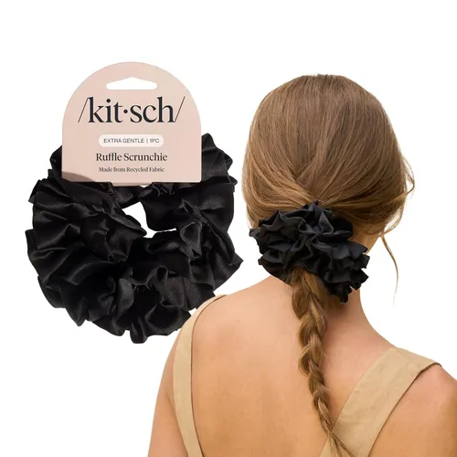 Miniatura 32 de Kitsch Coleteros de satén para mujer, sin arrugas, control de encrespamiento, más suave que la seda para todo tipo de cabello, accesorios elegantes
