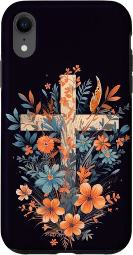 Miniatura 25 de Boho Floral Christian Cross Jesus God Wild Flower Women Case for iPhone 16