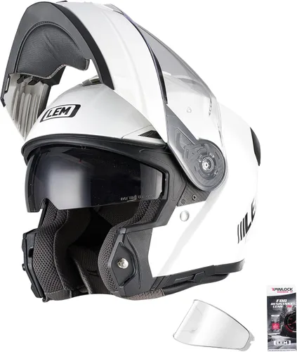 Miniatura 11 de LEM Cascos modulares de motocicleta de fibra de vidrio, casco de motocicleta de cara completa abatible para excursiones, certificado por DOT, visera