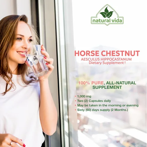 Miniatura 7 de Extracto de castaño de indias Aescin 20% – 1000 mg Cápsulas veganas Suplemento de hierbas – Sin OMG, sin gluten – Suministro para dos meses