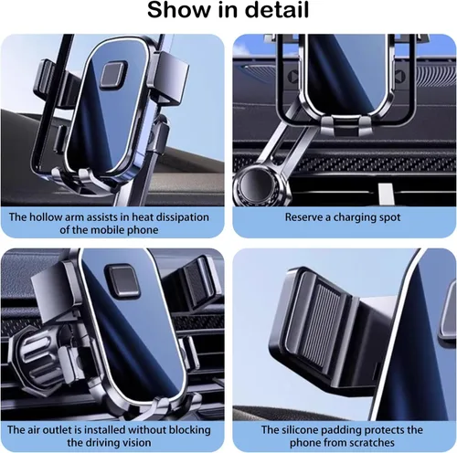 Miniatura 5 de Soporte para teléfono de coche, soporte para teléfono de ventilación, ajustable 360, adecuado para teléfonos móviles de 4.7-6.8 pulgadas