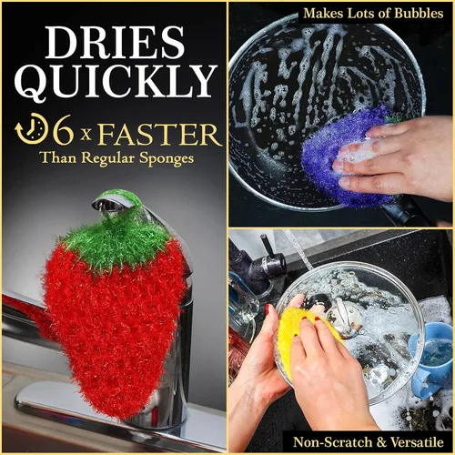 Miniatura 4 de Dish Scrubbie Limpiador de platos antiarañazos, de larga duración y sin olor, seguro en antiadherente, hierro fundido, vidrio y otras superficies