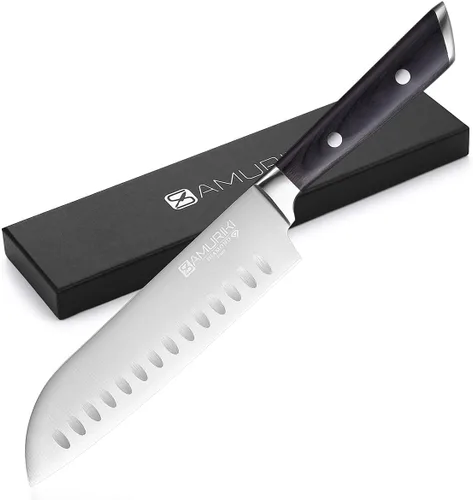 Santoku Knife - Cuchillo Santoku Ultimate de 7 pulgadas, cuchillo de cortar con borde Granton diseñado para verduras, asados, carne, aves, etc.