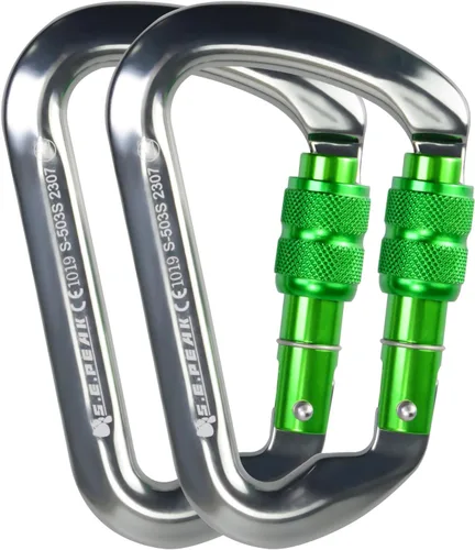 Miniatura 21 de SEPEAK UIAA - Mosquetón de escalada con bloqueo de 30 kN, clip profesional para puerta de tornillo resistente para escalada al aire libre